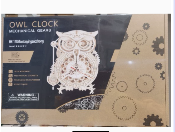 Modelo de Reloj Mecánico de Búho de Madera para Decoración del Hogar
