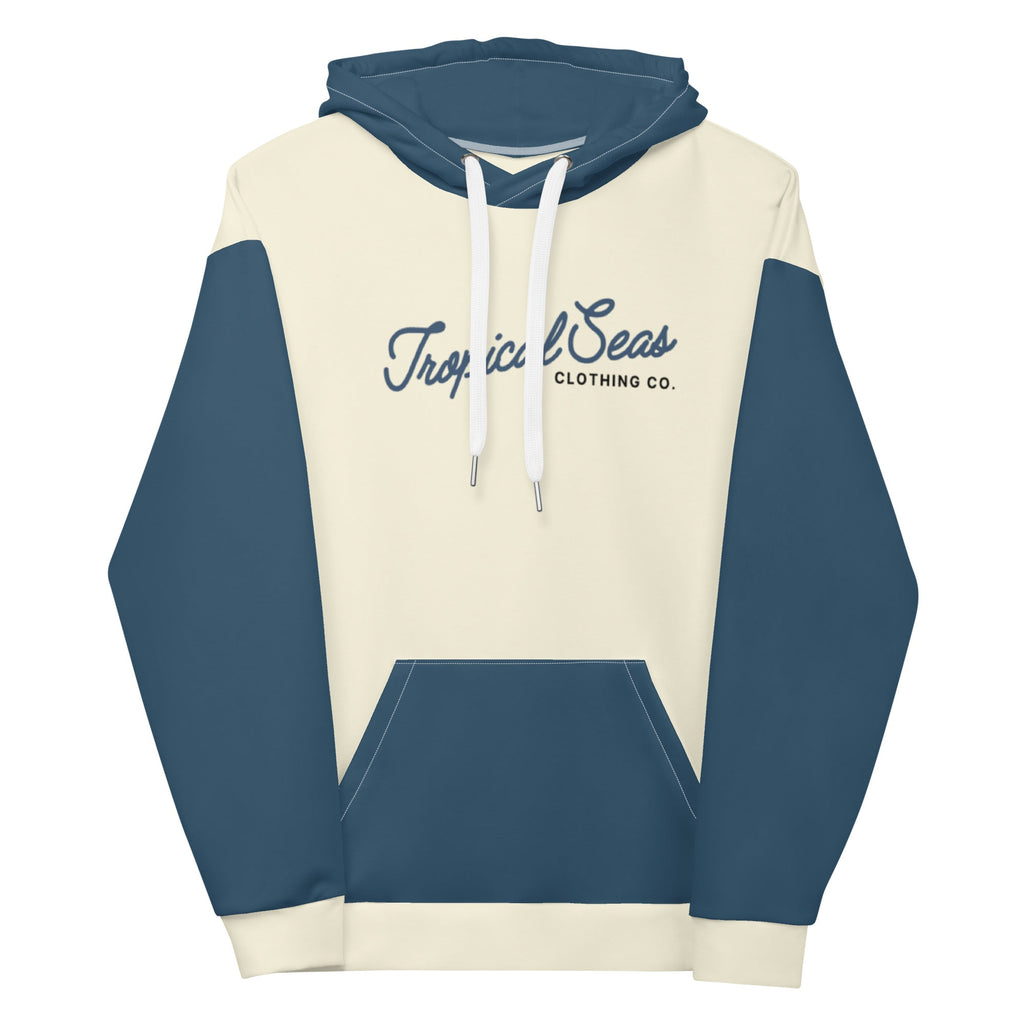 Sudadera Tropical en Azul Marino y Blanco Crudo de Dos Tonos