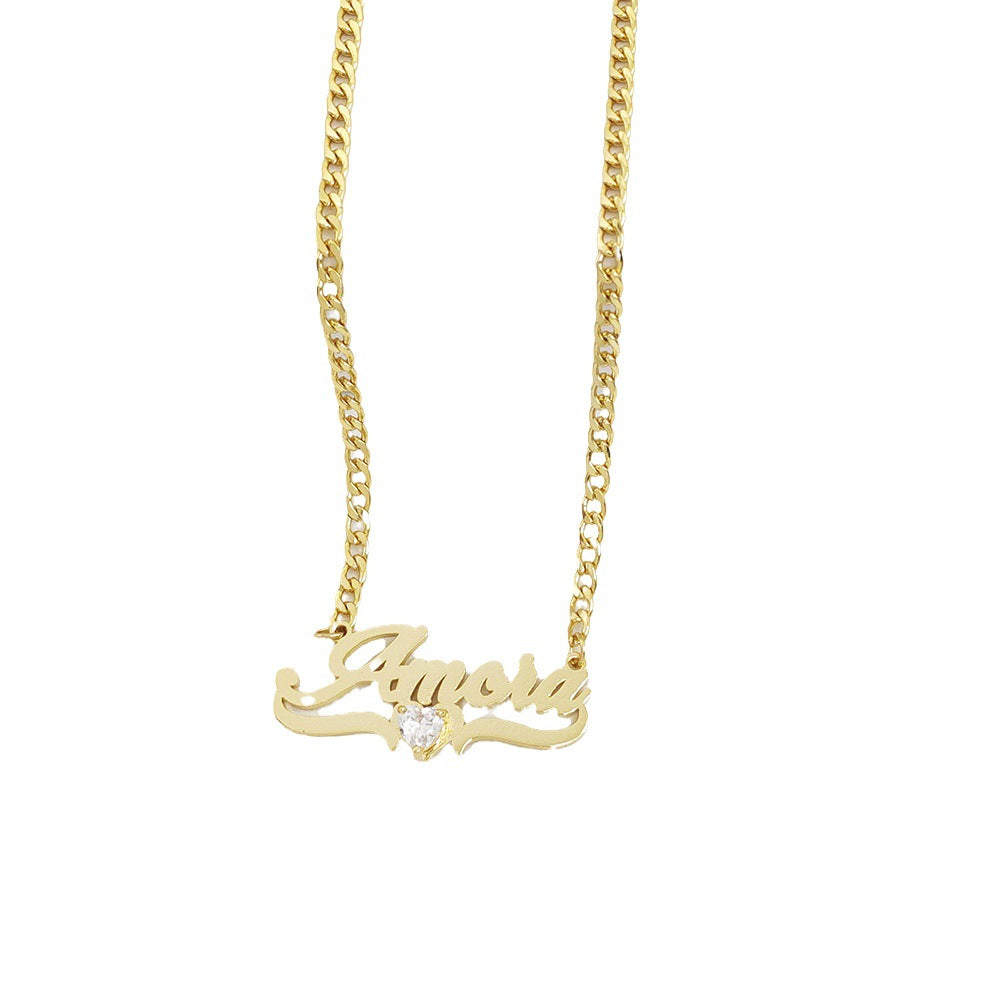 Collar DIY Personalizado con Nombre y Piedra de Nacimiento en Forma de Corazón