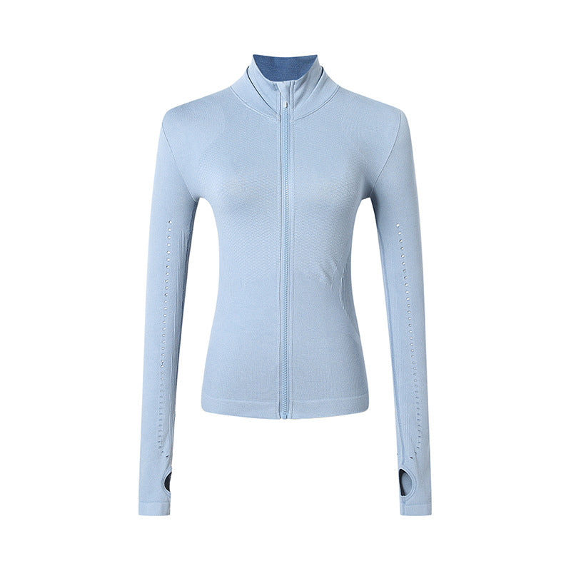 Chaqueta Deportiva de Manga Larga con Cremallera para Mujer, Ideal para Yoga y Correr