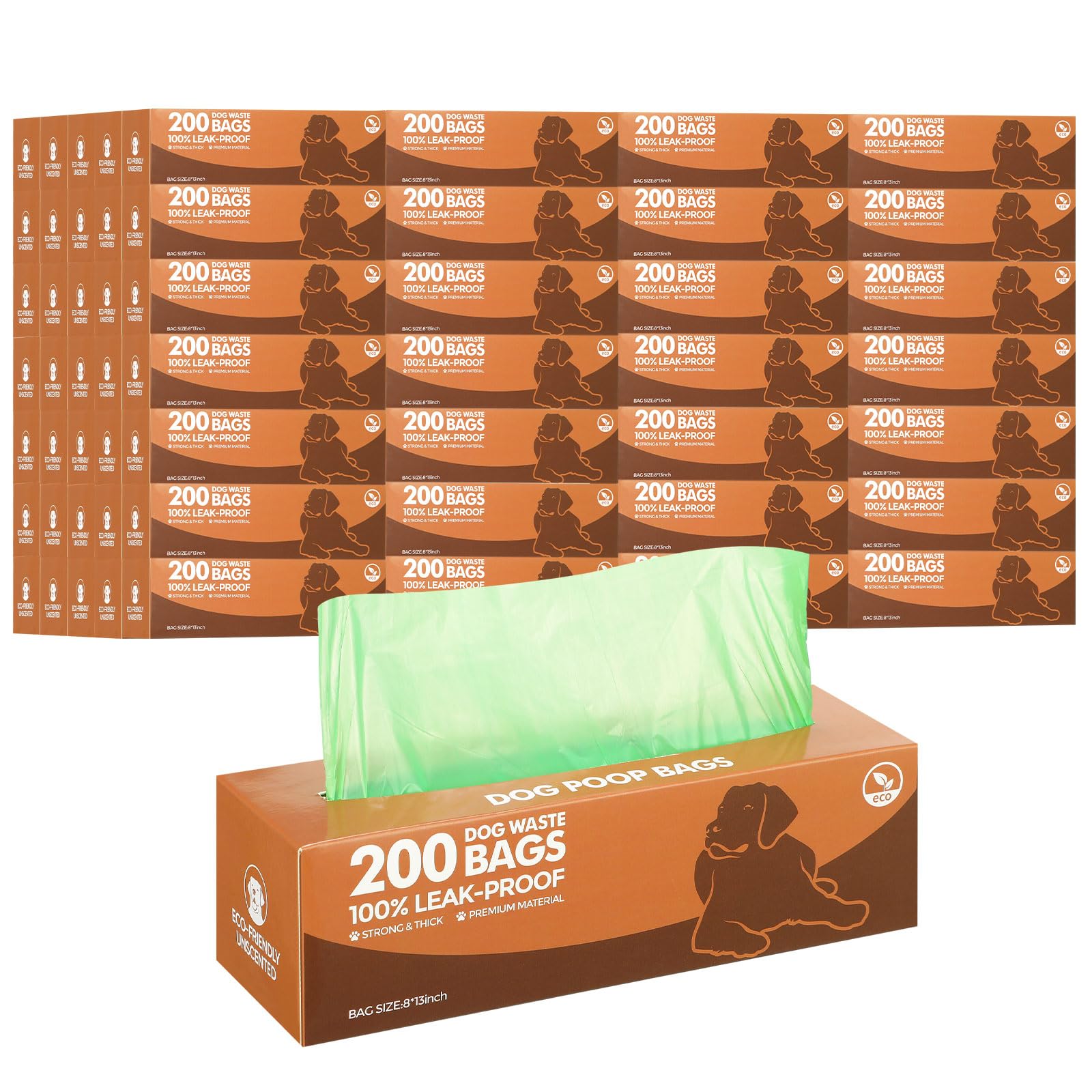 50 Rollos de Bolsas para Desechos de Perros, 10000 Unidades, Bolsas de Basura para Perros a Prueba de Fugas, Bolsas Gruesas de Plástico para Excrementos de Perro, Ideales para el Hogar, Parque, Viajes al Aire Libre, Suministros para Mascotas (Verde Oscuro