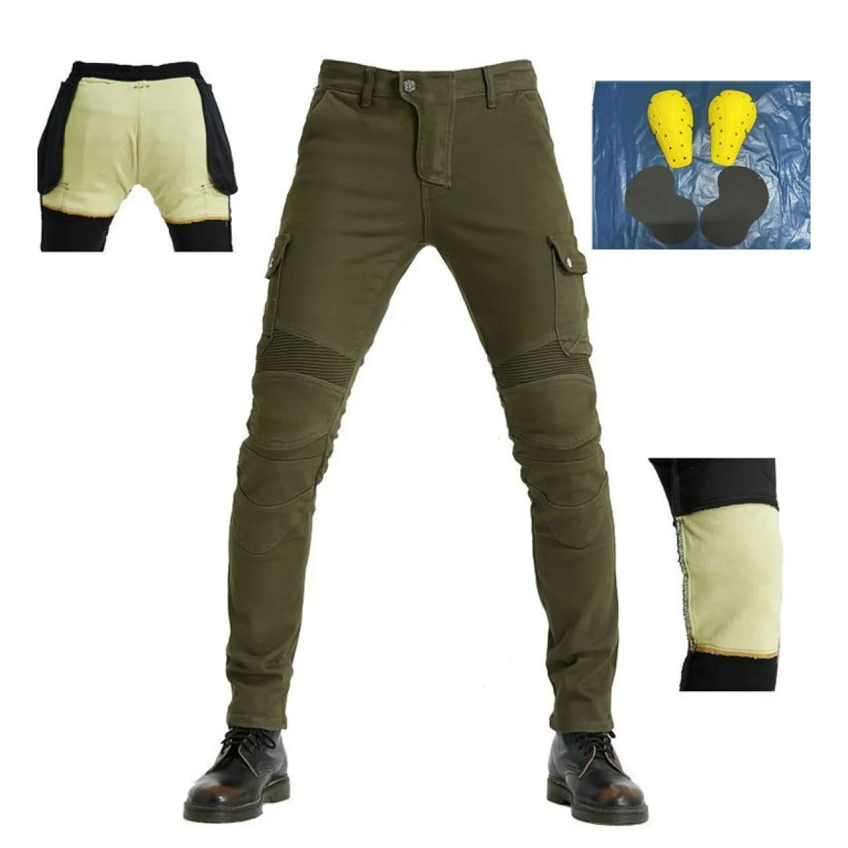Pantalones Biker Multibolsillos Resistentes a Caídas para Hombres