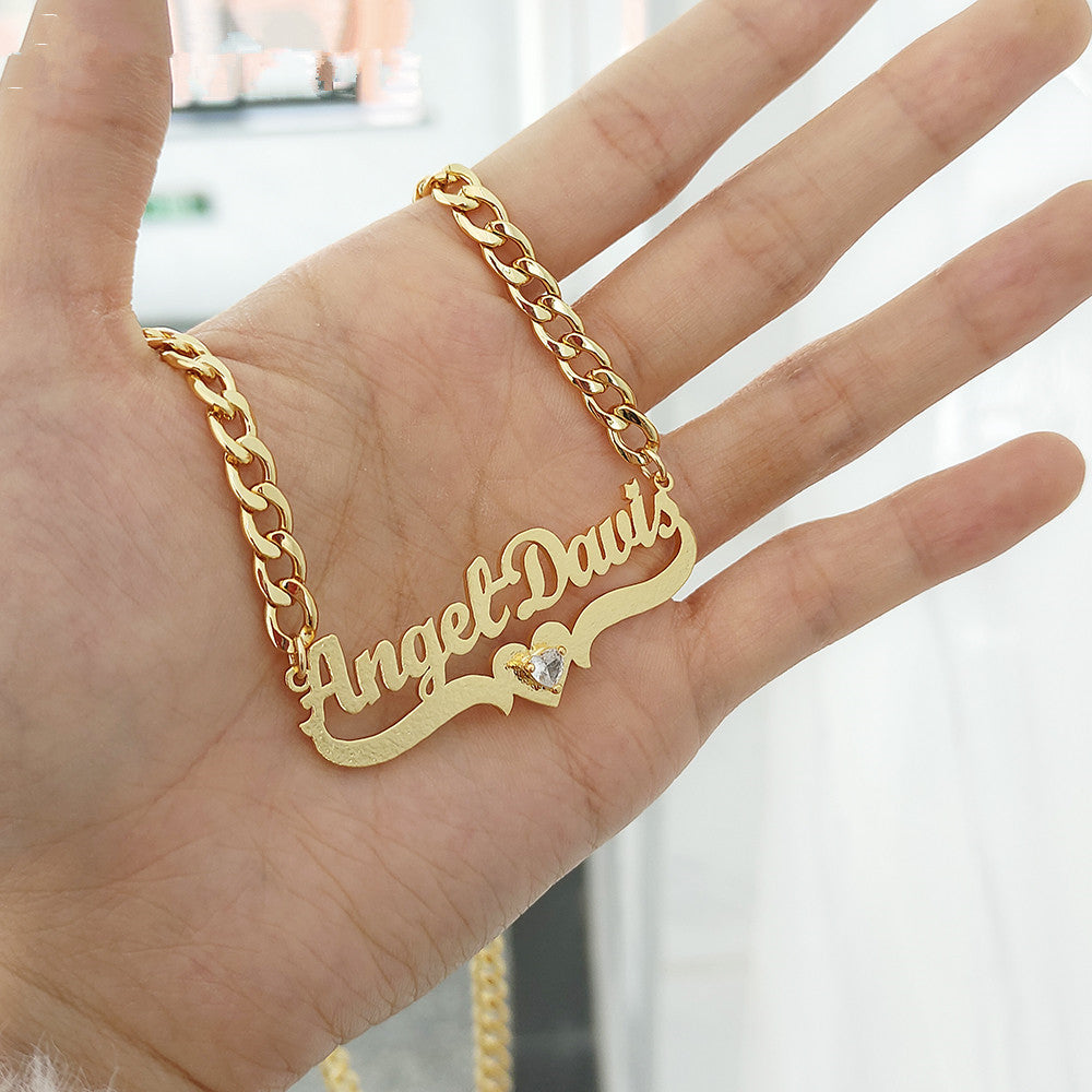 Collar DIY Personalizado con Nombre y Piedra de Nacimiento en Forma de Corazón