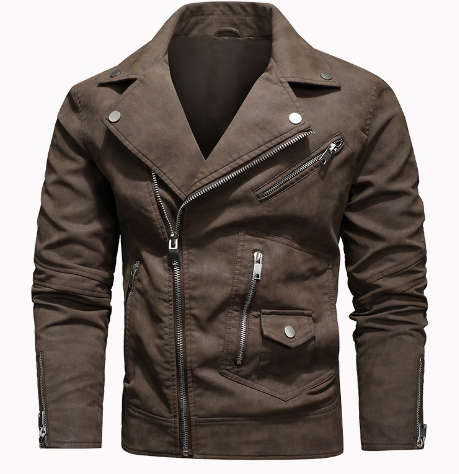 Chaqueta de Cuero de Motociclista para Hombre Invierno 2022