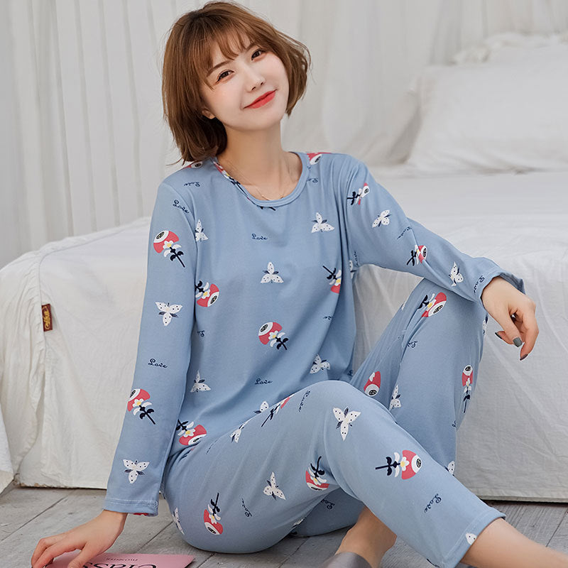 Conjunto de Pijama de Manga Larga para Mujer en Diseño Encantador