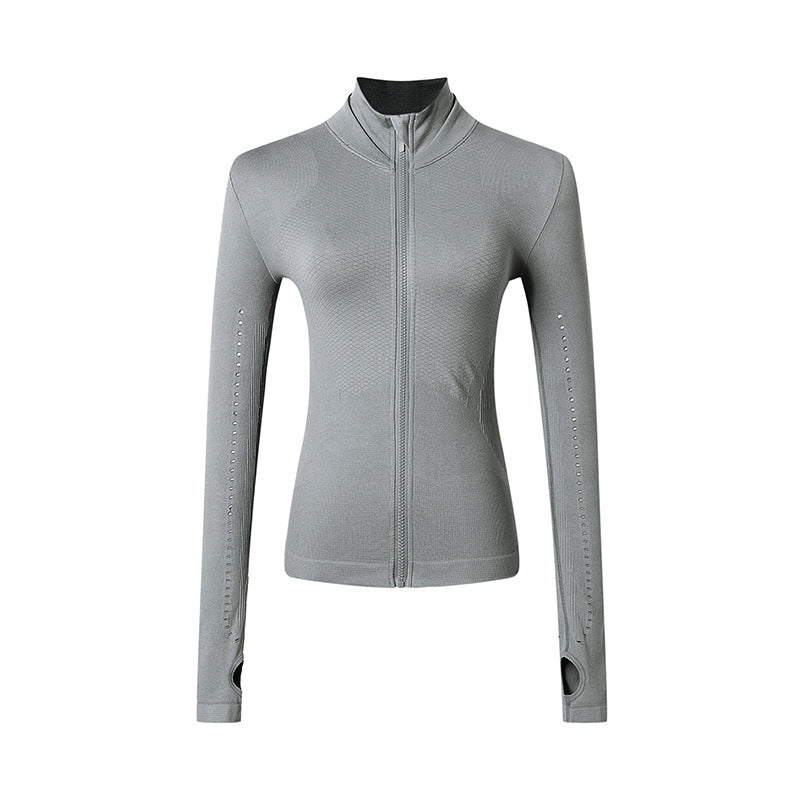 Chaqueta Deportiva de Manga Larga con Cremallera para Mujer, Ideal para Yoga y Correr