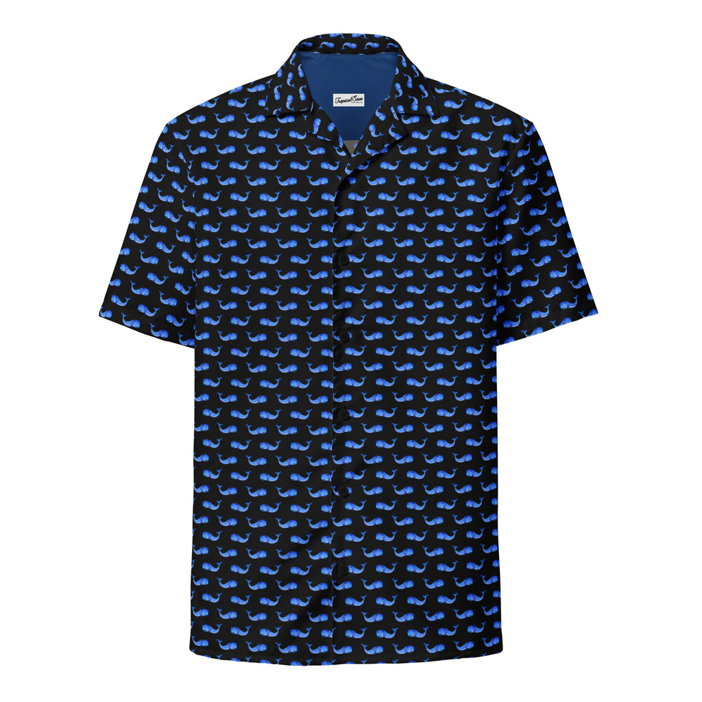 Camisa Hawaiana Midnight Whale Party de Manga Corta - Colección Verano Costero 2024