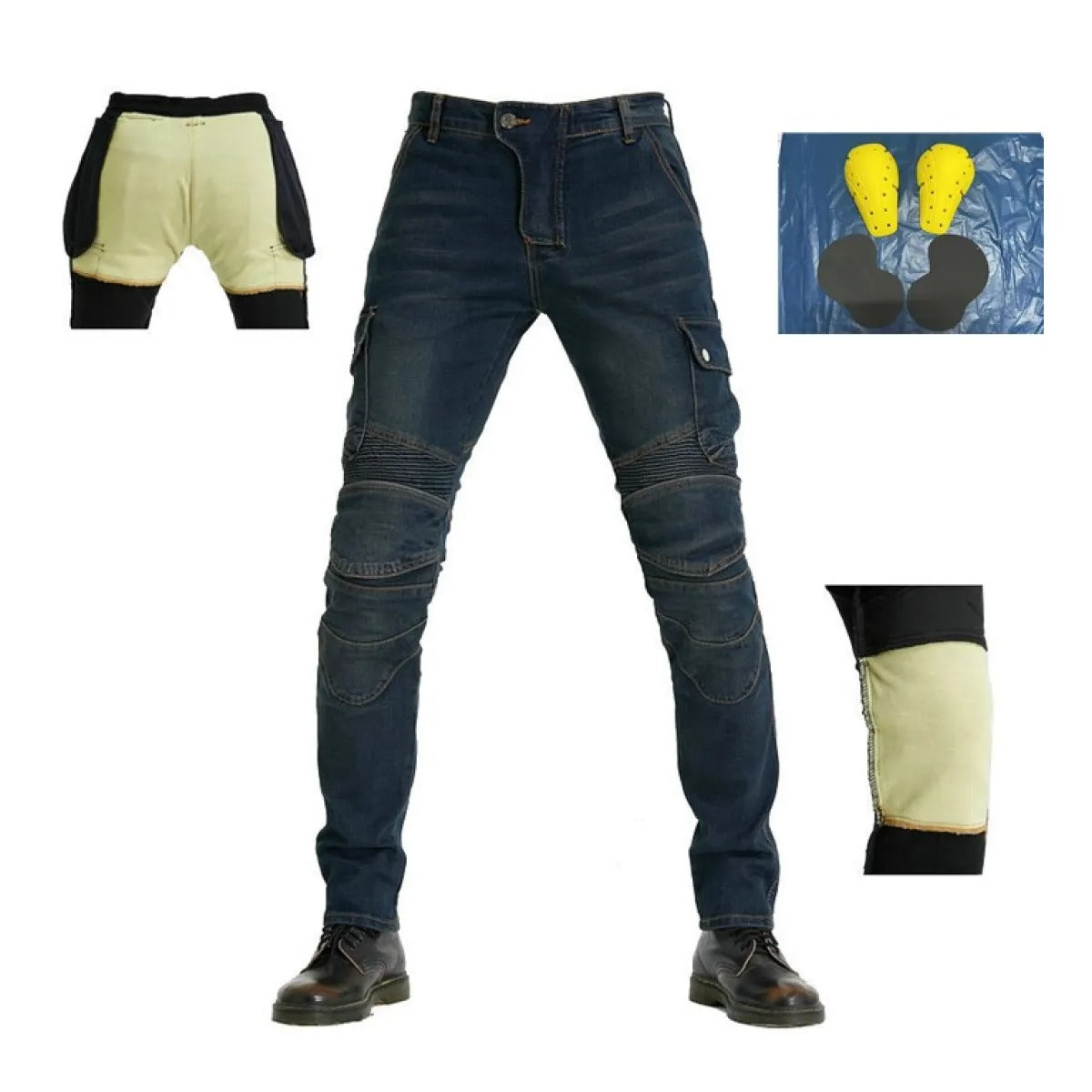 Pantalones Biker Multibolsillos Resistentes a Caídas para Hombres