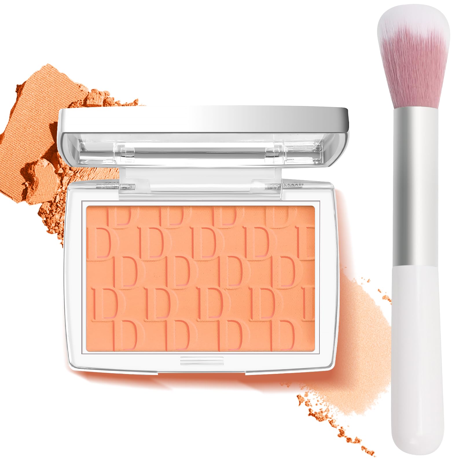 LYBHDAFA Coral Blush Powder Blush for Cheeks with Brush Matte Blush Palette Blush Powder Face Blusher Natural Blendable Formula Silky Lightweight Makeup Blush Rubores de Maquillaje 004#