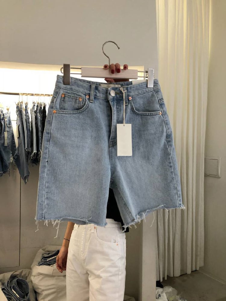 Shorts Vaqueros Casuales y Sueltos de Cinco Puntos para Mujer