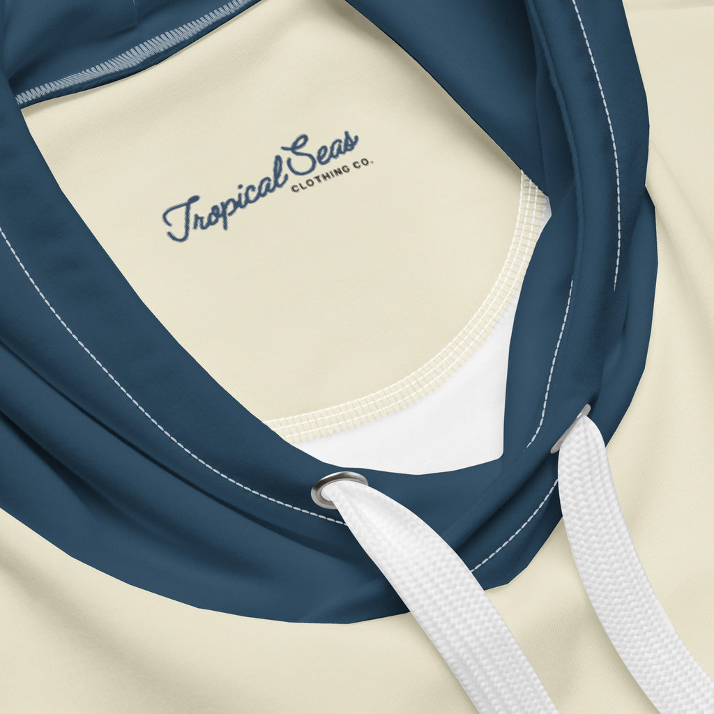 Sudadera Tropical en Azul Marino y Blanco Crudo de Dos Tonos