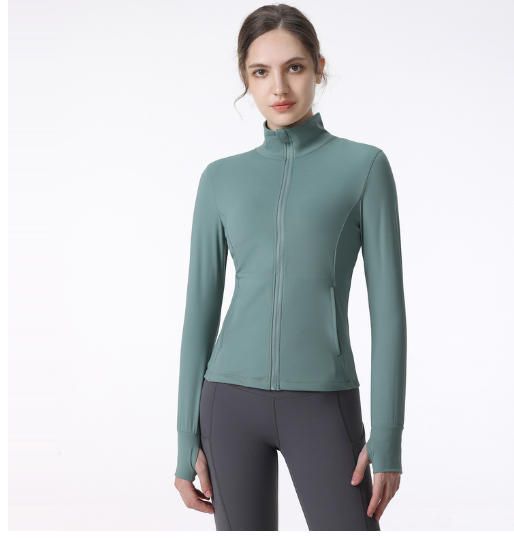 Chaqueta Deportiva de Manga Larga con Cremallera para Mujer, Ideal para Yoga y Correr