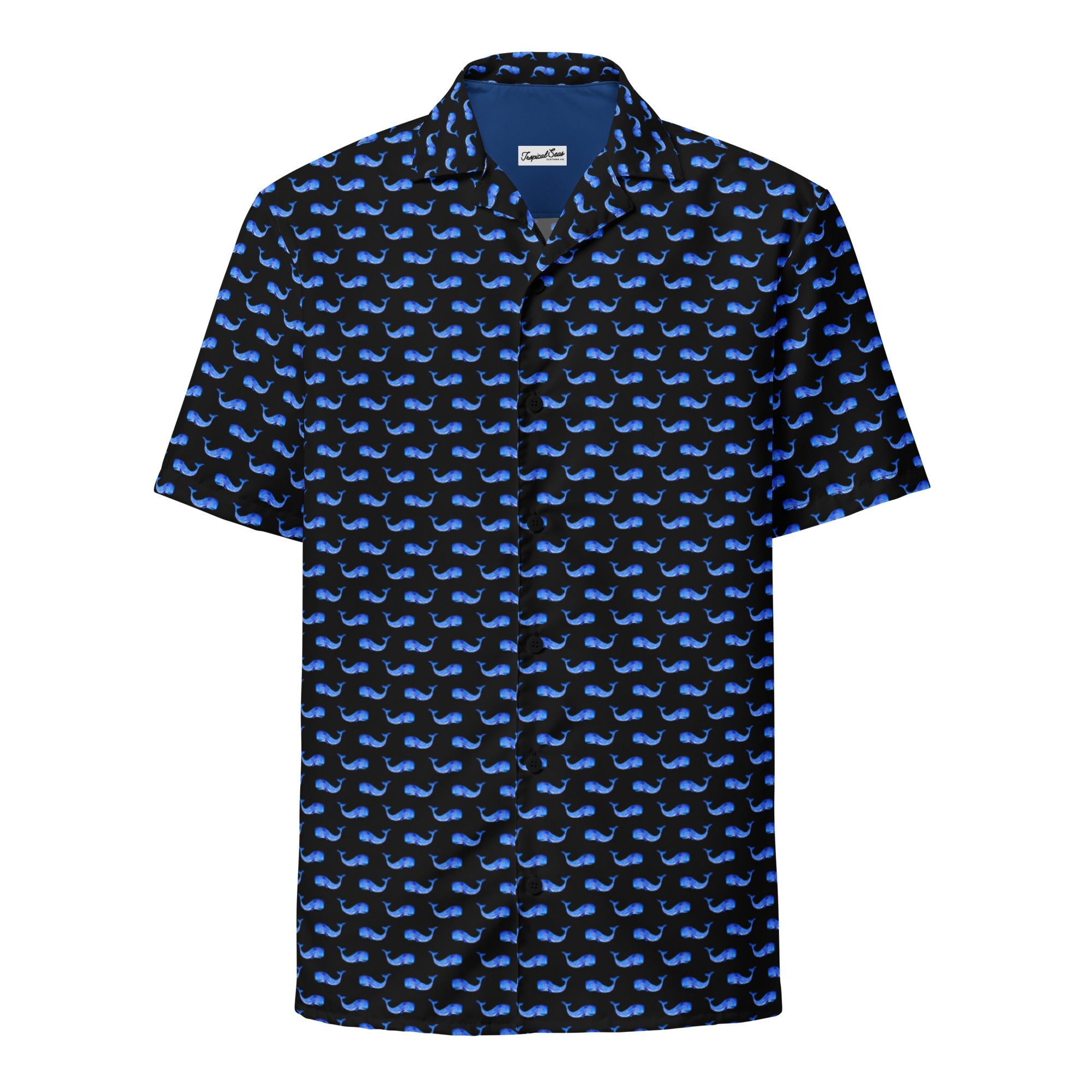 Camisa Hawaiana Midnight Whale Party de Manga Corta - Colección Verano Costero 2024
