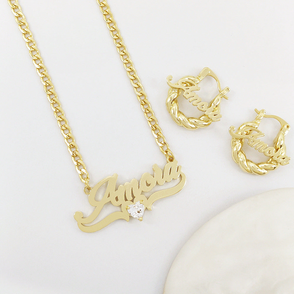Collar DIY Personalizado con Nombre y Piedra de Nacimiento en Forma de Corazón