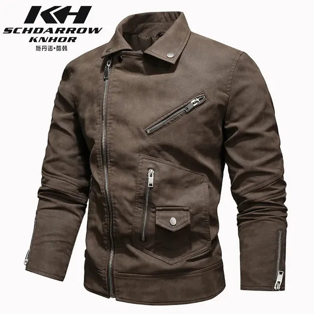Chaqueta de Cuero de Motociclista para Hombre Invierno 2022