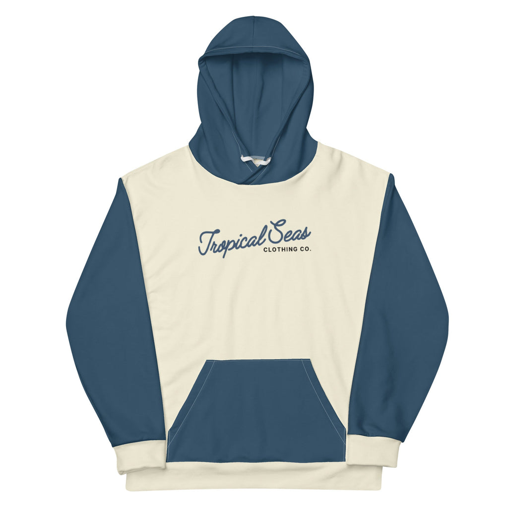 Sudadera Tropical en Azul Marino y Blanco Crudo de Dos Tonos