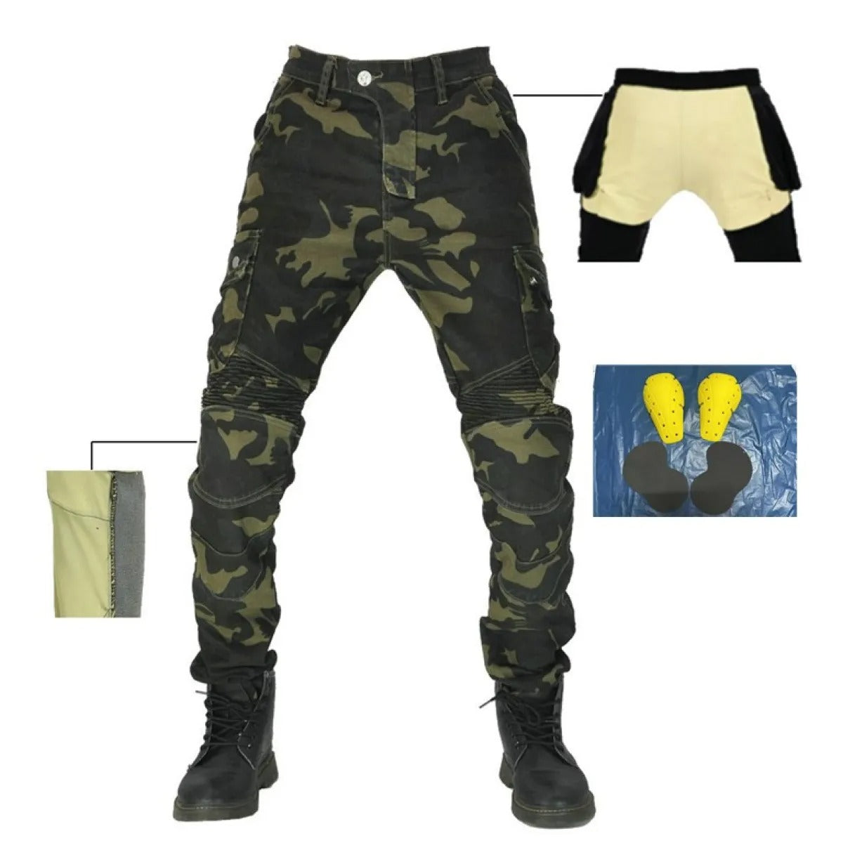 Pantalones Biker Multibolsillos Resistentes a Caídas para Hombres