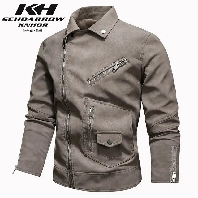 Chaqueta de Cuero de Motociclista para Hombre Invierno 2022