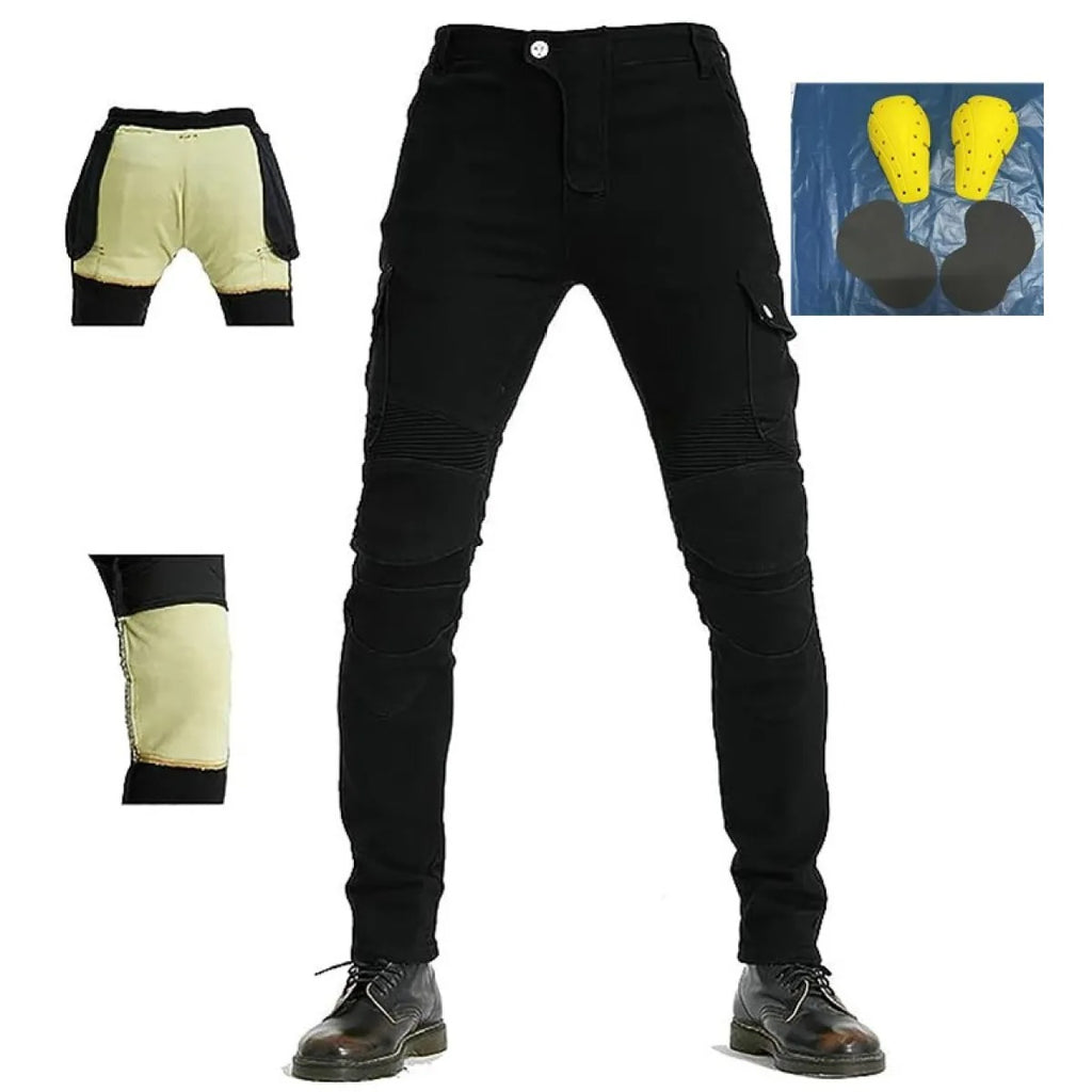 Pantalones Biker Multibolsillos Resistentes a Caídas para Hombres