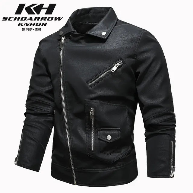 Chaqueta de Cuero de Motociclista para Hombre Invierno 2022