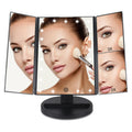 Tru2U Vanity Makeup Mirror with Lights and Magnification 3 Way Mirror Trifold Portable Mirror 1X 2X 3X Magnification Two Power Supply Espejo maquillaje (Black)