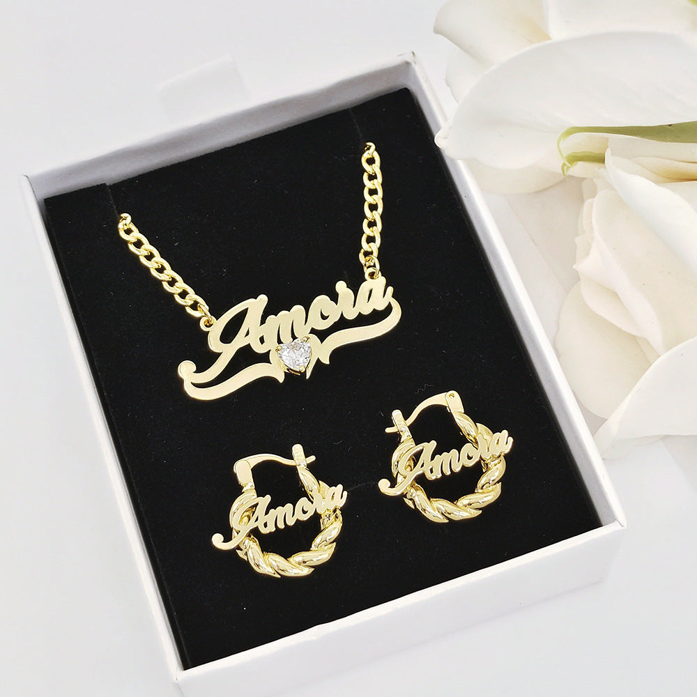 Collar DIY Personalizado con Nombre y Piedra de Nacimiento en Forma de Corazón