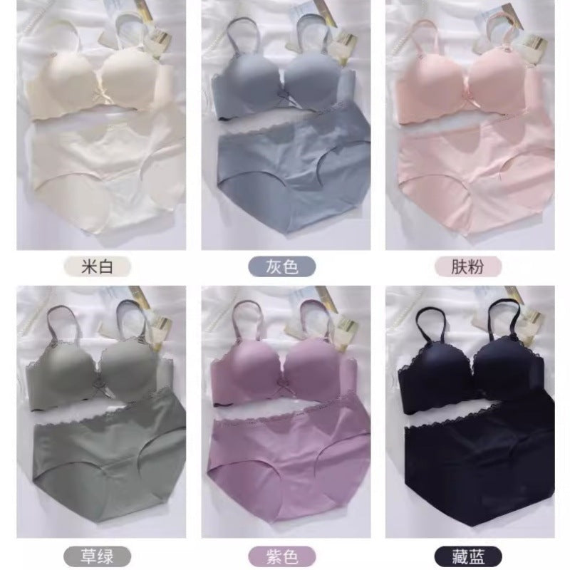 Conjunto de Sujetador Inalámbrico Push-Up Sin Costuras para Pechos Pequeños
