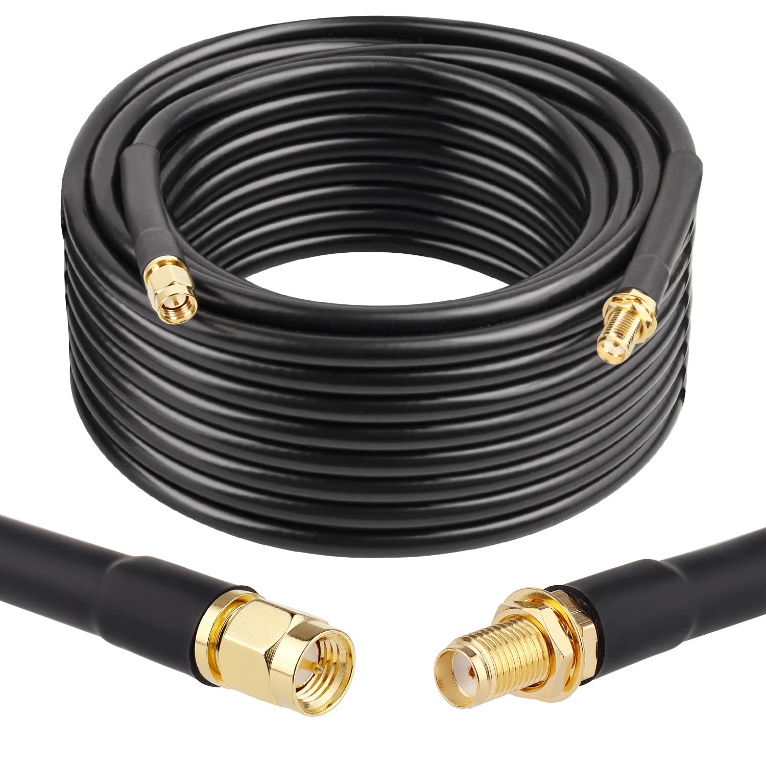 XRDS -RF SMA Cable 40FT SMA Male to SMA Female Extension Cable 50 Ohm KMR240 Low Loss SMA Coax Coaxial Cable