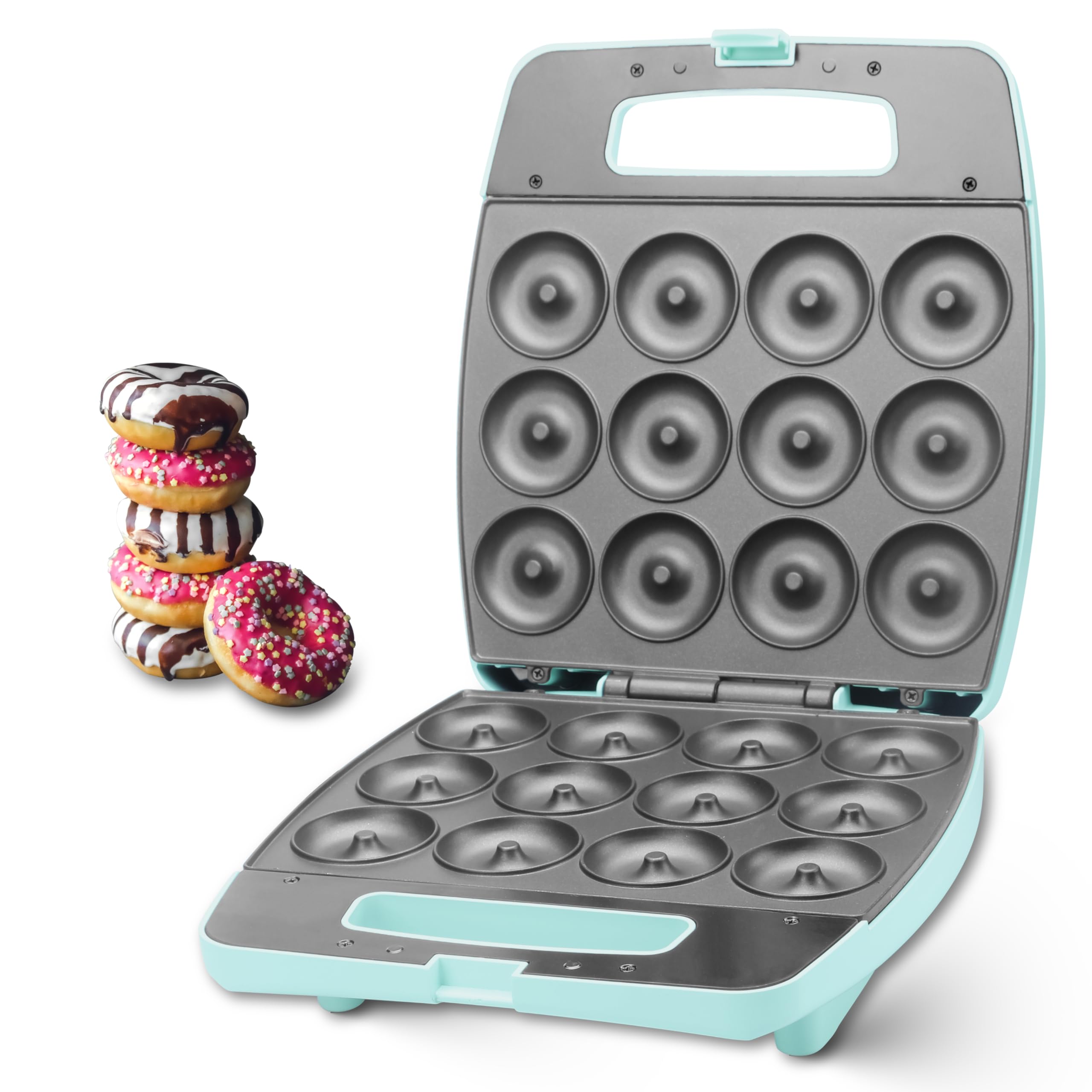 Bakers Friend Mini Donut Maker Machine Bake 12 Mini Doughnuts Maquina Para Hacer Donas Perfect for Breakfast Snacks Desserts & More