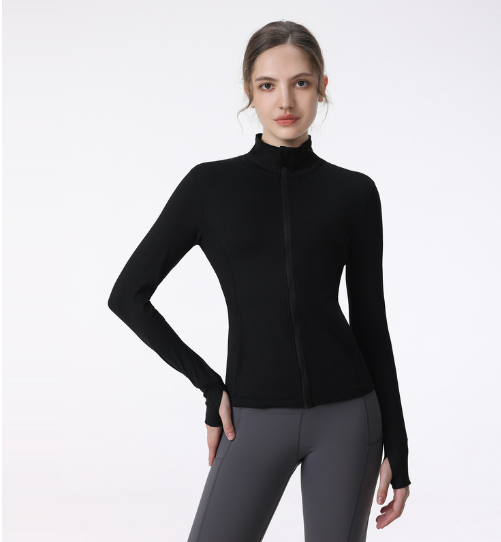 Chaqueta Deportiva de Manga Larga con Cremallera para Mujer, Ideal para Yoga y Correr
