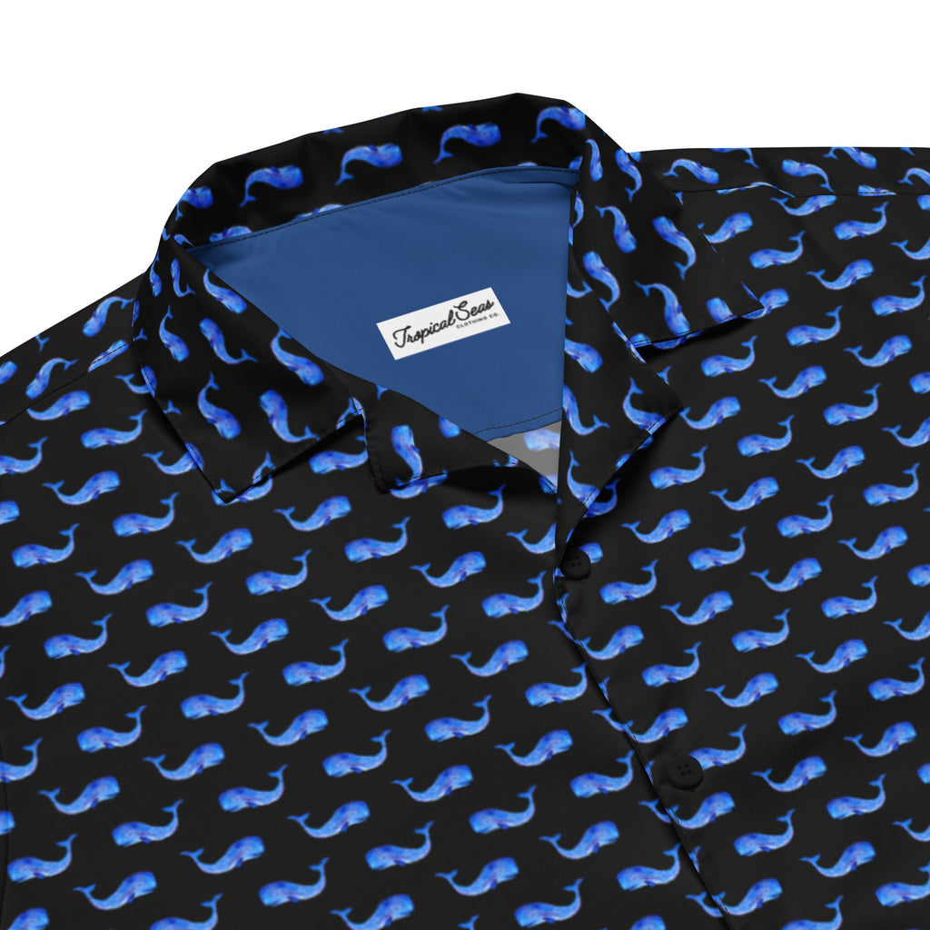 Camisa Hawaiana Midnight Whale Party de Manga Corta - Colección Verano Costero 2024